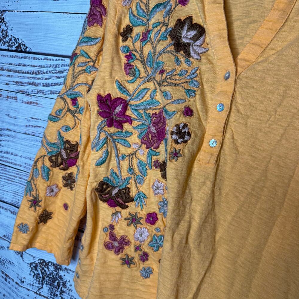 Soft Surroundings Orange Floral Embroidered Tunic - Medium - Picture 4 of 6